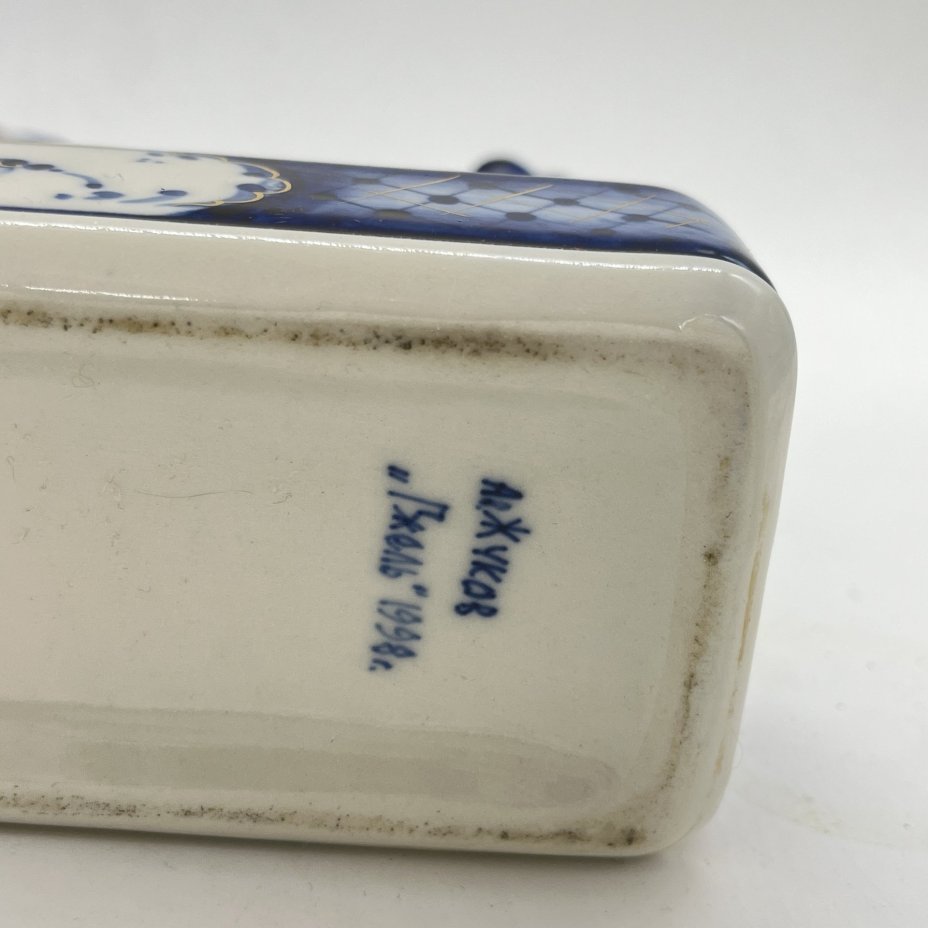 Подсвечник на 2 свечи "Георгий Победоносец", авт. Жуков, Гжель