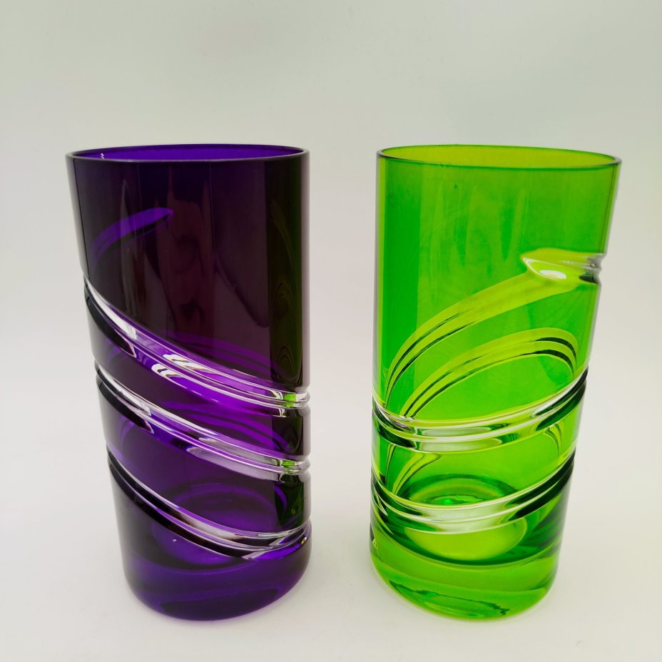 Пара стаканов, хрусталь, нацвет, резьба, Германия, 1970-1990 гг.