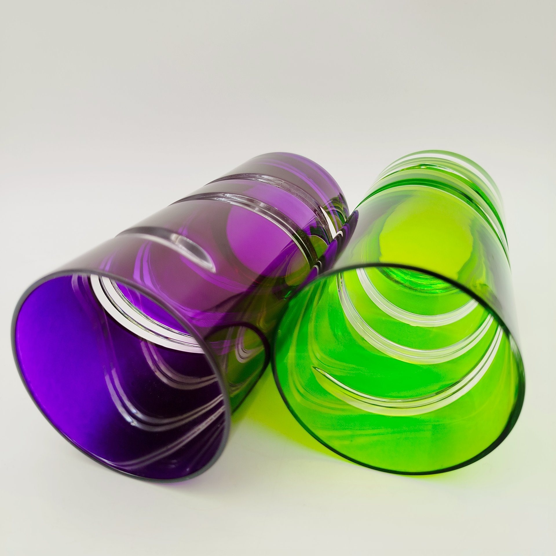 Пара стаканов, хрусталь, нацвет, резьба, Германия, 1970-1990 гг.