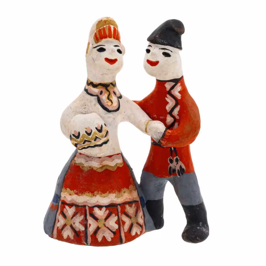 Игрушка народная каргопольская "Кадриль", глина, роспись, СССР, 1970-1980 гг.