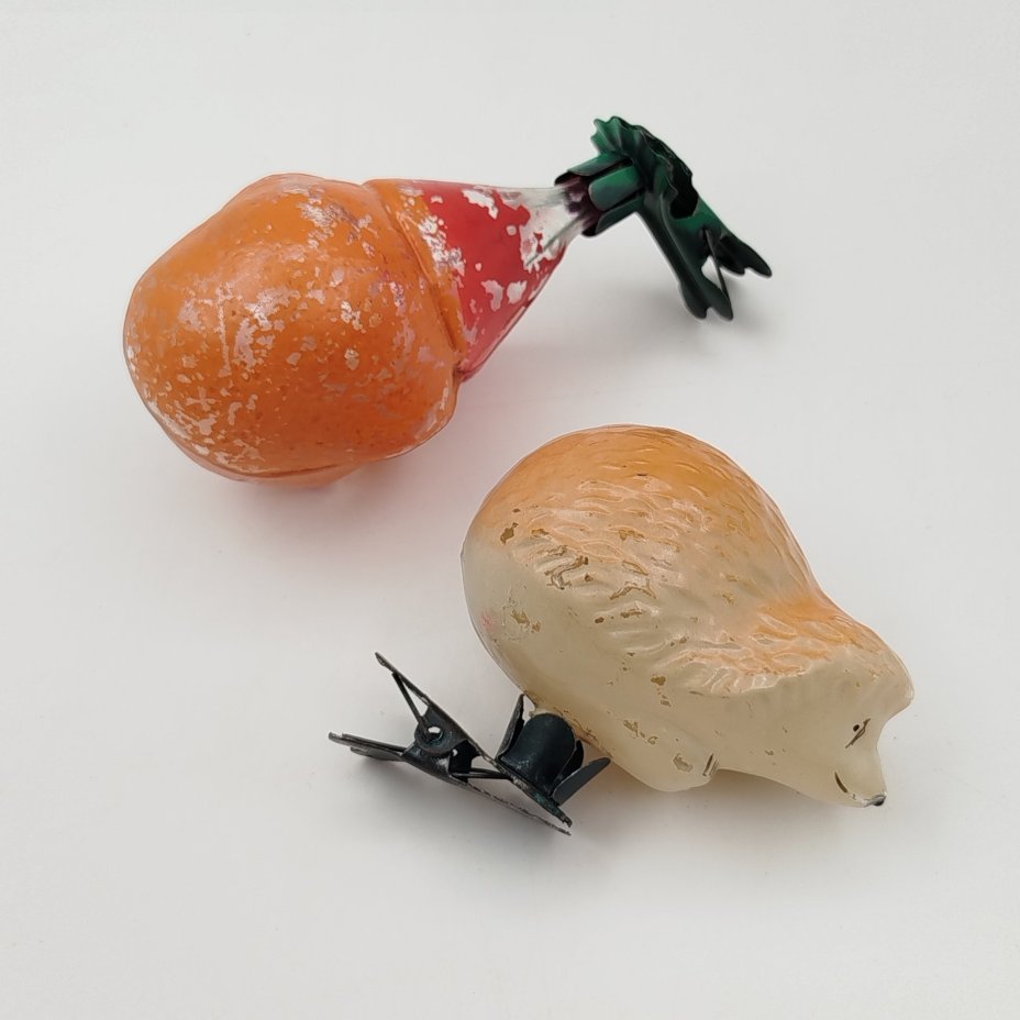 Набор из 2-х ёлочных иггрушек на прищепке ("Клоун" и "Ежик")