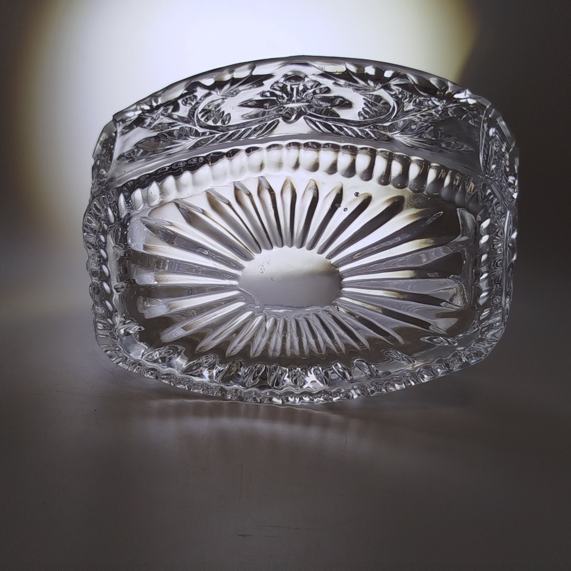 Конфетница с цветочным декором, стекло, пресс, СССР, 1970-1990 гг.