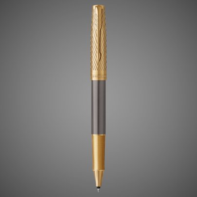Ручка роллер Parker Sonnet Pioneers T542 Gray and Gold, стержень: F, цвет чернил: black, в подарочной коробке, Лаки и смолы: лак, нержавеющая сталь, позолота