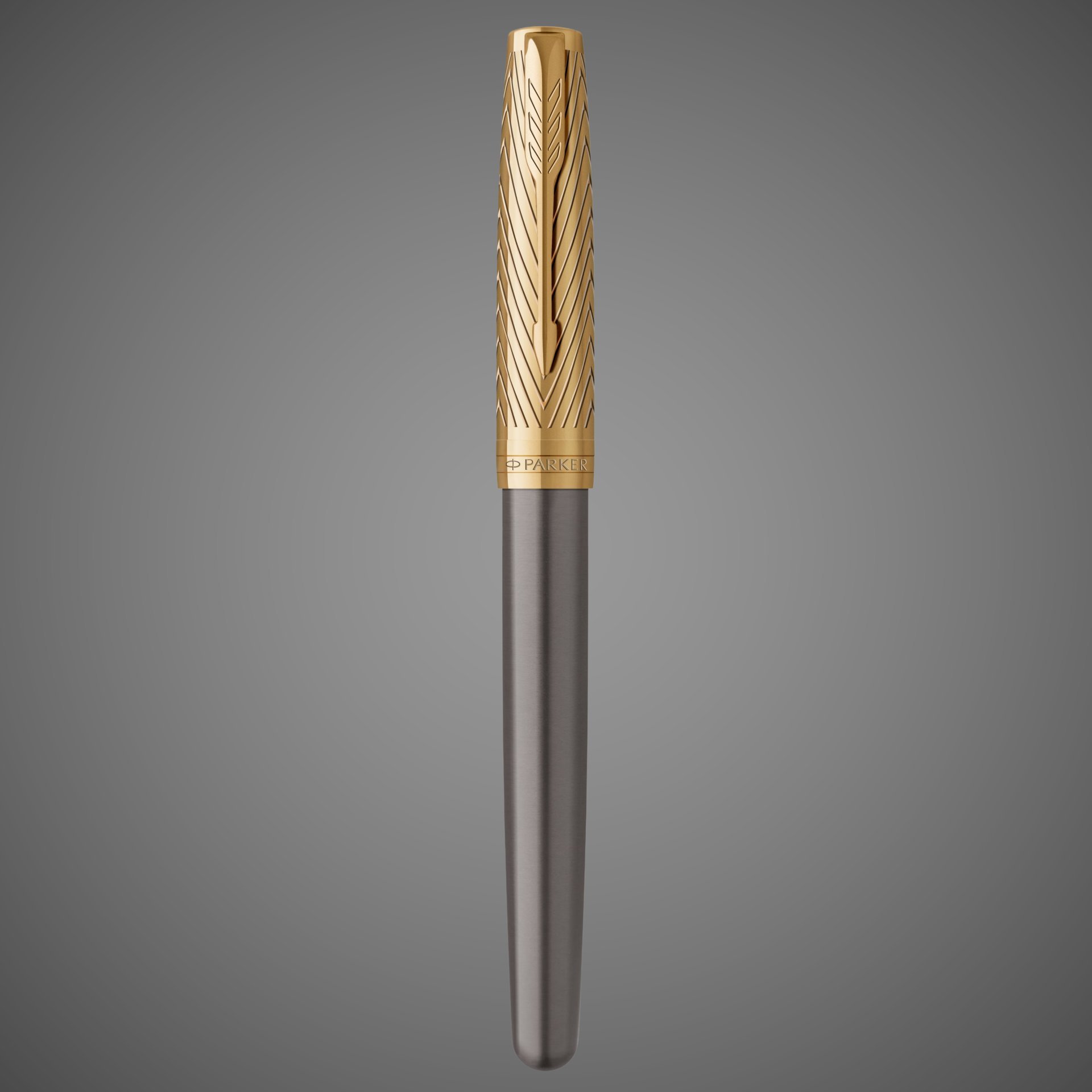 Ручка роллер Parker Sonnet Pioneers T542 Gray and Gold, стержень: F, цвет чернил: black, в подарочной коробке, Лаки и смолы: лак, нержавеющая сталь, позолота