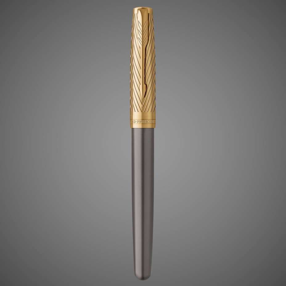 Ручка роллер Parker Sonnet Pioneers T542 Gray and Gold, стержень: F, цвет чернил: black, в подарочной коробке, Лаки и смолы: лак, нержавеющая сталь, позолота