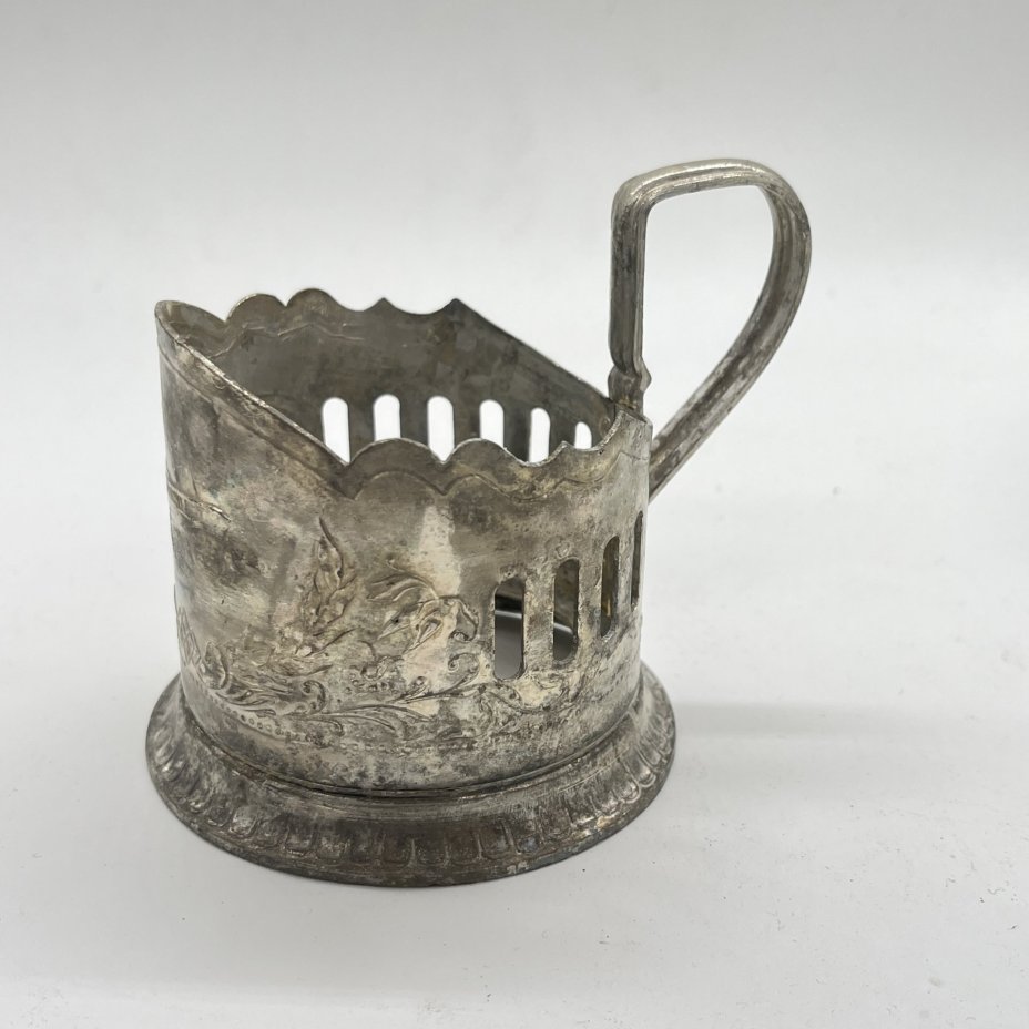 Подстаканник "Теплоход", мельхиор (медь-никель), Казаковский завод художественных изделий (КХИ), СССР, 1960-1980 гг.