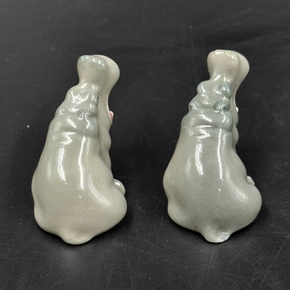 Статуэтки парные "Бегемотики", фарфор, роспись, Ленинградский фарфоровый завод (ЛФЗ), СССР, 1970-1990 гг.