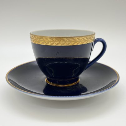 Кофейная пара (в подборе), фарфор, крытье кобальтом, золочение, Ленинградский фарфоровый завод (ЛФЗ), СССР, 1970-1990 гг.