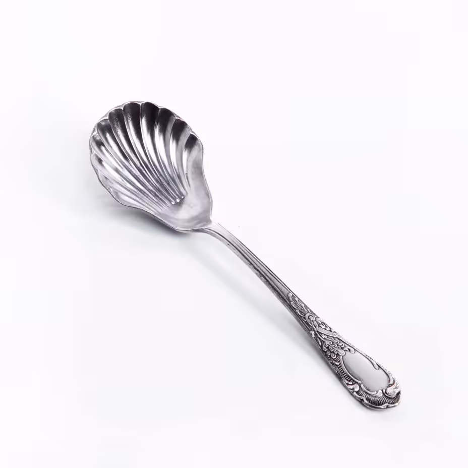 Икорная ложка "Ракушка", мельхиор, Завод им. Дзержинского, г. Киев, СССР, 1960-1980 гг.