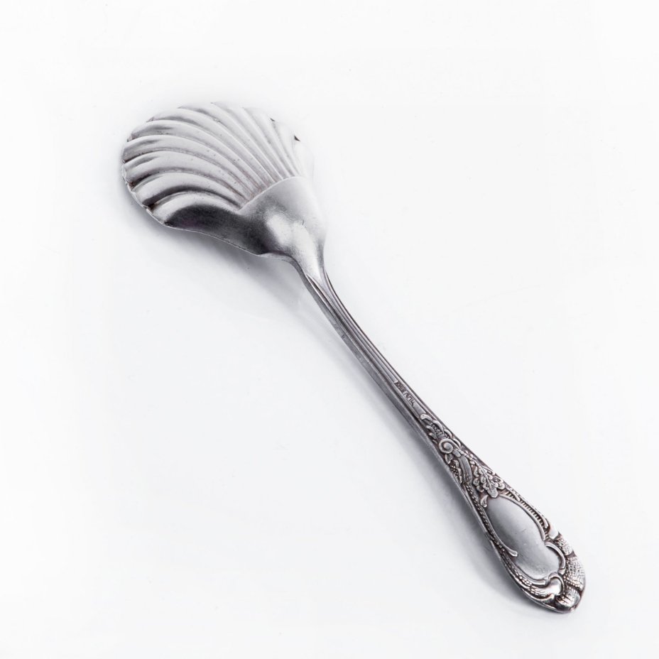Икорная ложка "Ракушка", мельхиор, Завод им. Дзержинского, г. Киев, СССР, 1960-1980 гг.