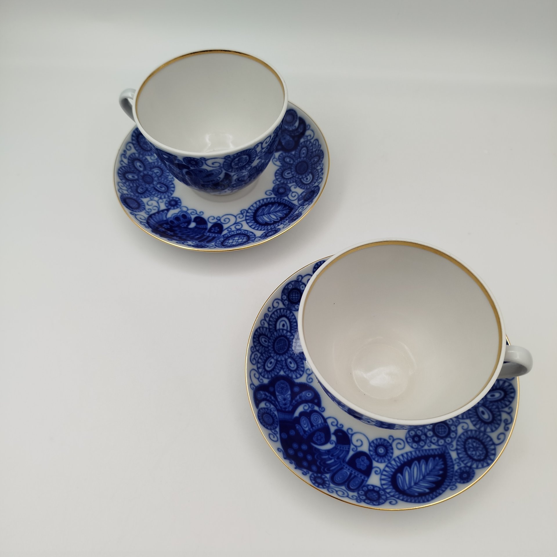 Набор из 2-х чайных пар "Жар-птица", фарфор, деколь, золочение, Императорский фарфоровый завод (ИФЗ), Российская Федерация, 2012-2020 гг.