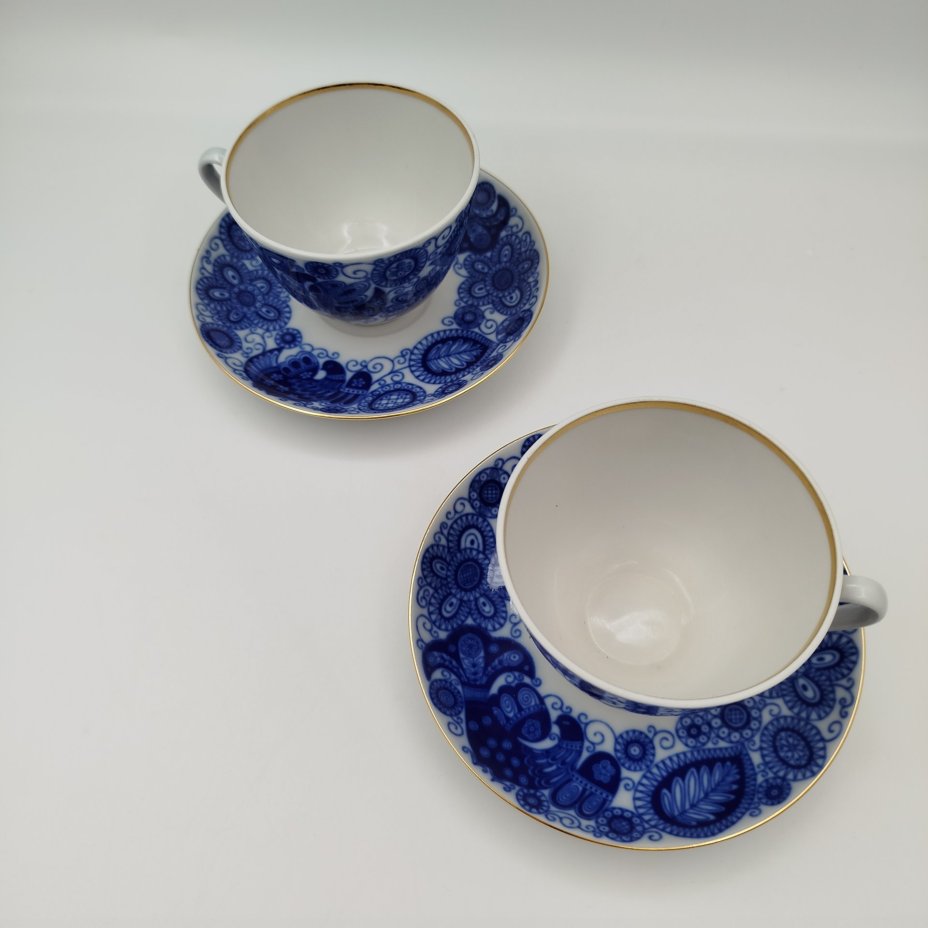 Набор из 2-х чайных пар "Жар-птица", фарфор, деколь, золочение, Императорский фарфоровый завод (ИФЗ), Российская Федерация, 2012-2020 гг.