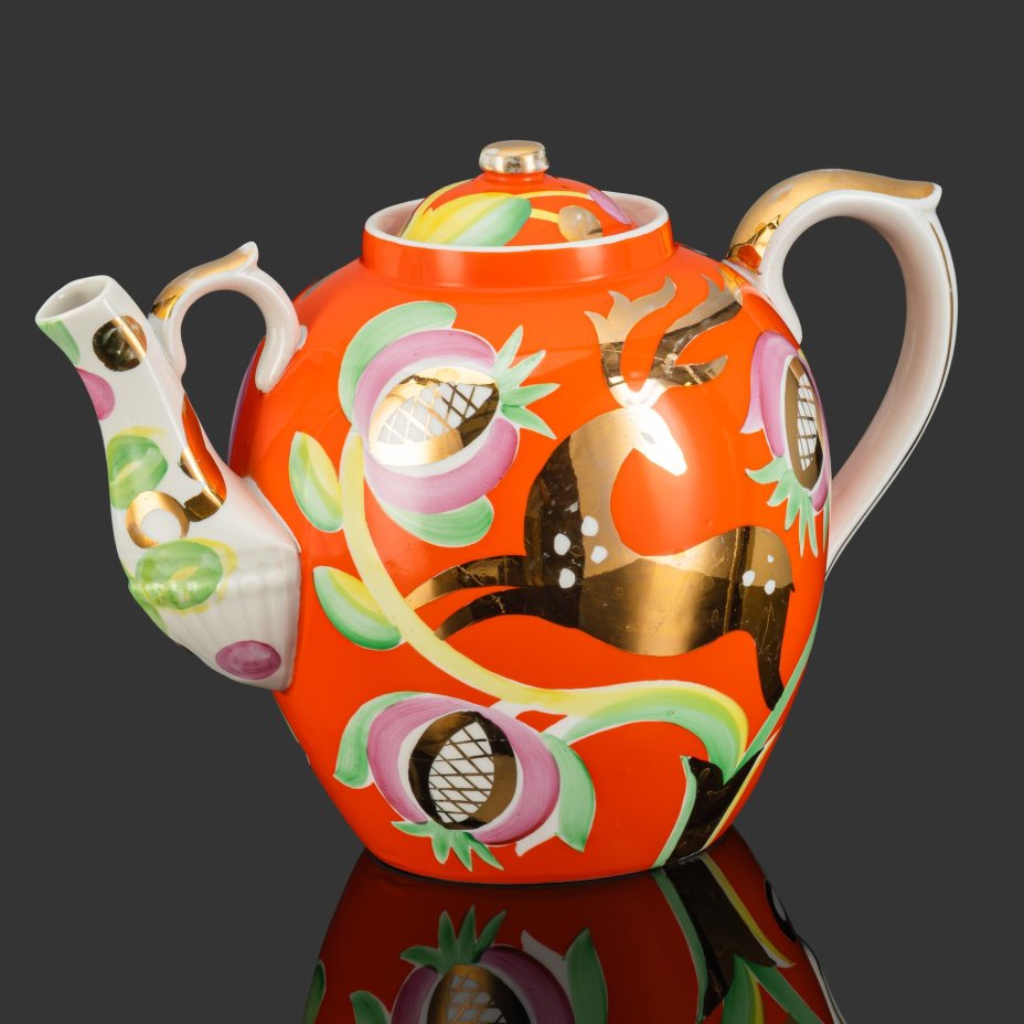 Чайник доливной (трактирный) "Золотой олень", автор П.В. Леонов