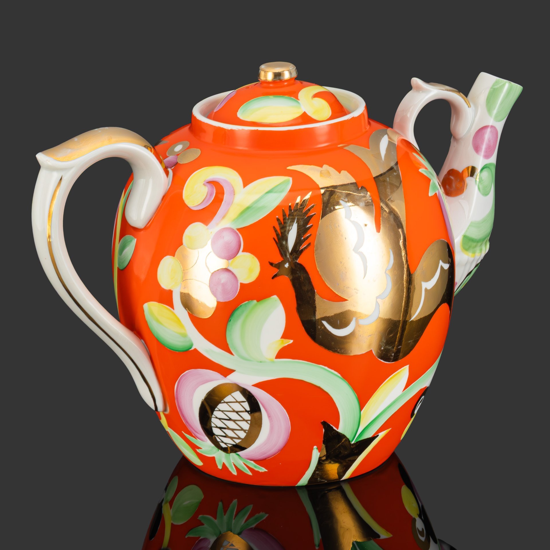 Чайник доливной (трактирный) "Золотой олень", автор П.В. Леонов