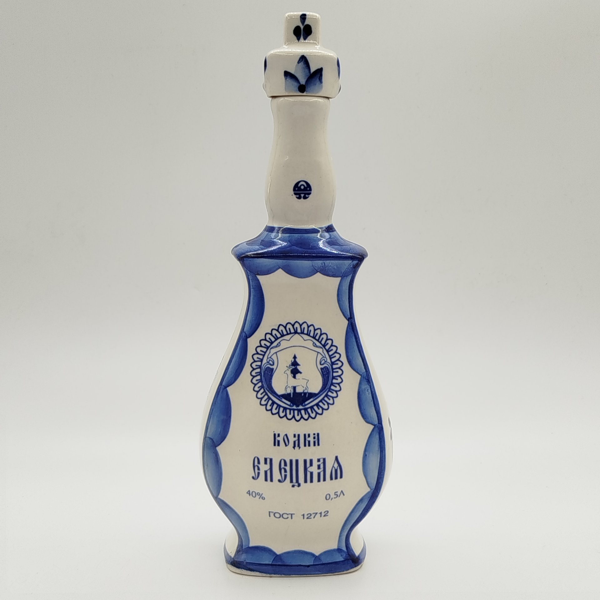 Штоф с крышкой "Водка Елецкая", Гжель