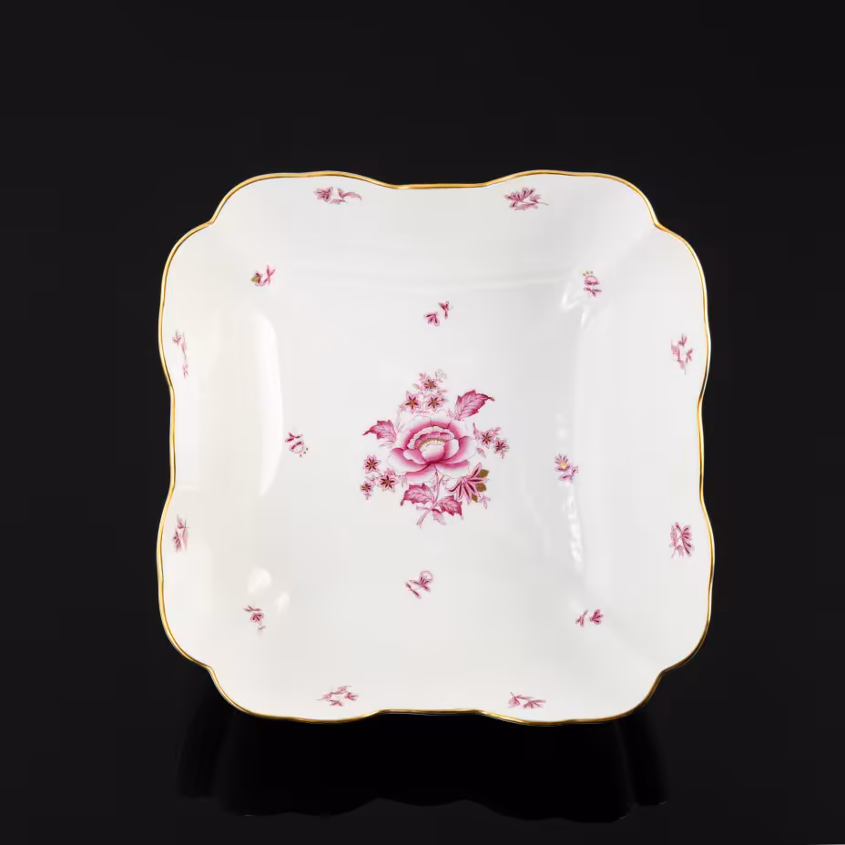 Фруктовница "Nanking bouquet" с цветочным декором в пурпурной гамме, Herend (Херенд)