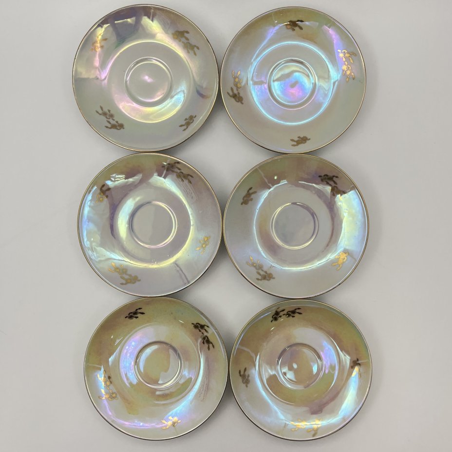 Сервиз чайно-кофейный на 6 персон "Мадонна" (15 предметов), фарфор, люстр, деколь, золочение, Colditz (Кольдиц), ГДР, 1960-1980 гг.