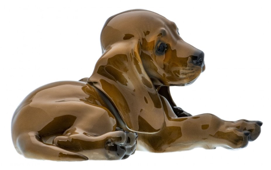 Статуэтка "Щенок таксы", фарфор, роспись, фирма "Rosenthal", скульптор T. Karner, Германия, 1957 г.