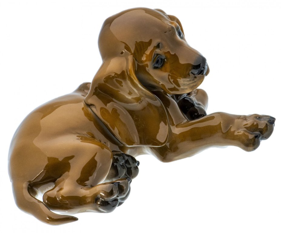 Статуэтка "Щенок таксы", фарфор, роспись, фирма "Rosenthal", скульптор T. Karner, Германия, 1957 г.