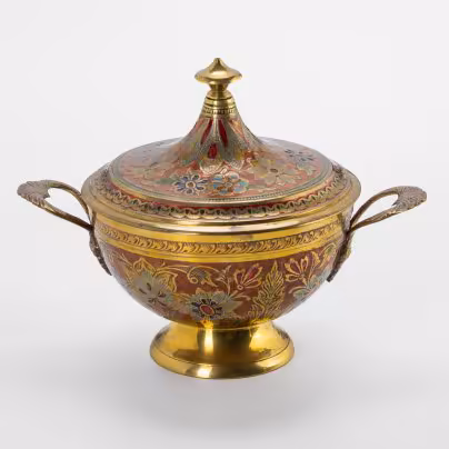 Конфетница с ручками и крышкой, украшенная цветочным орнаментом, Gift Emporium