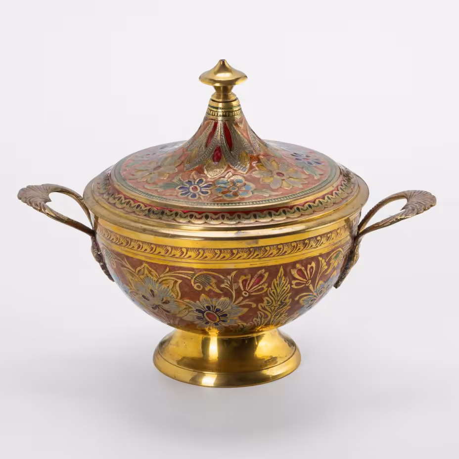 Конфетница с ручками и крышкой, украшенная цветочным орнаментом, Gift Emporium