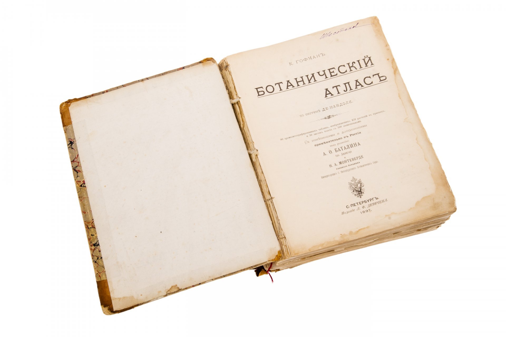 Гофман К. "Ботанический атлас" с хромолитографированными таблицами, бумага, печать, издание А.Ф.Девриена, Российская Империя, 1897 г.