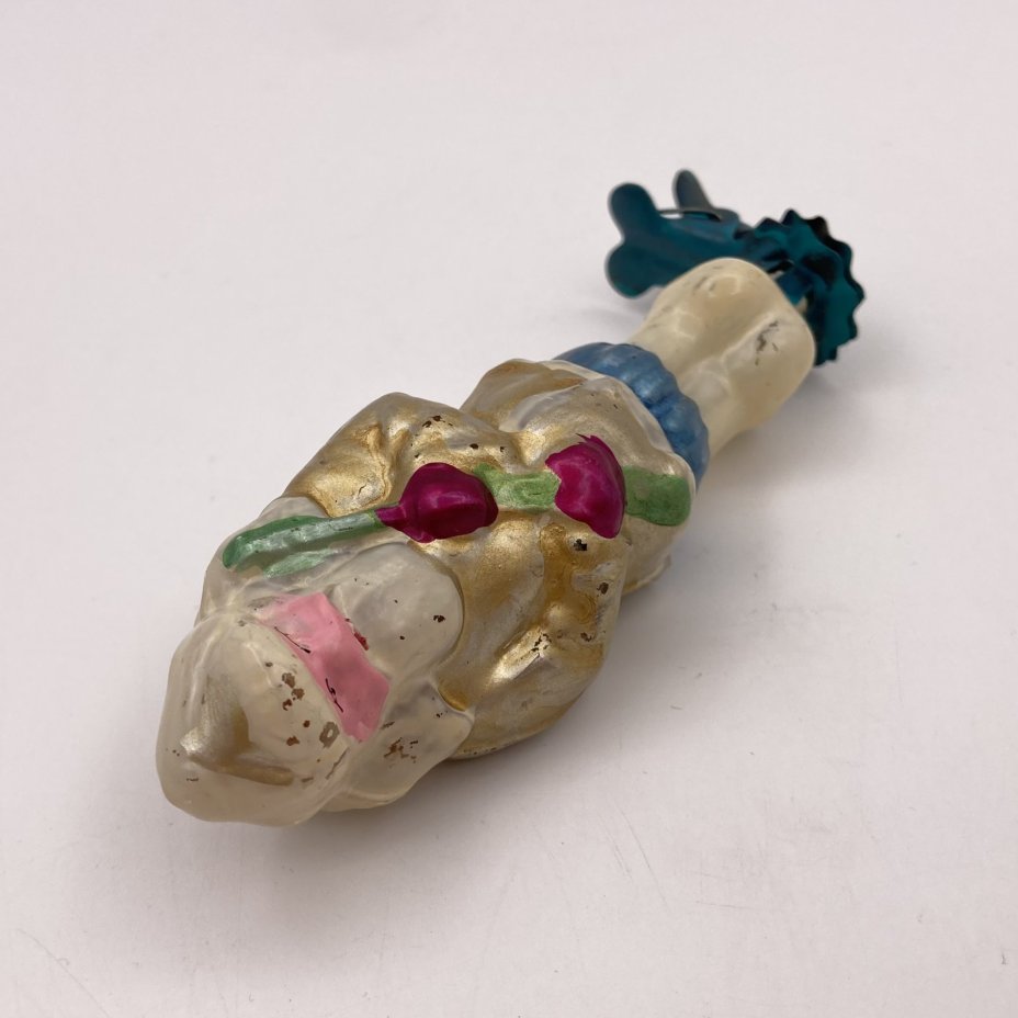 Игрушка ёлочная "Старик с ружьем", стекло, роспись, СССР, 1950-1960 гг.