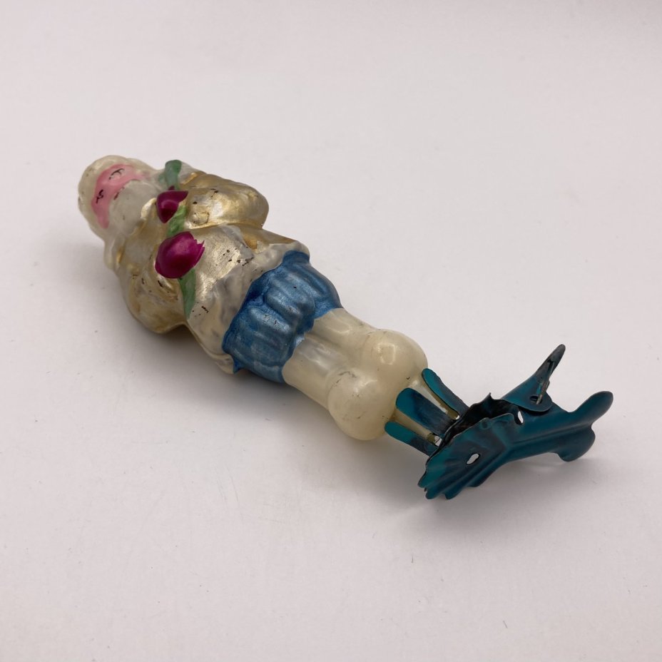 Игрушка ёлочная "Старик с ружьем", стекло, роспись, СССР, 1950-1960 гг.
