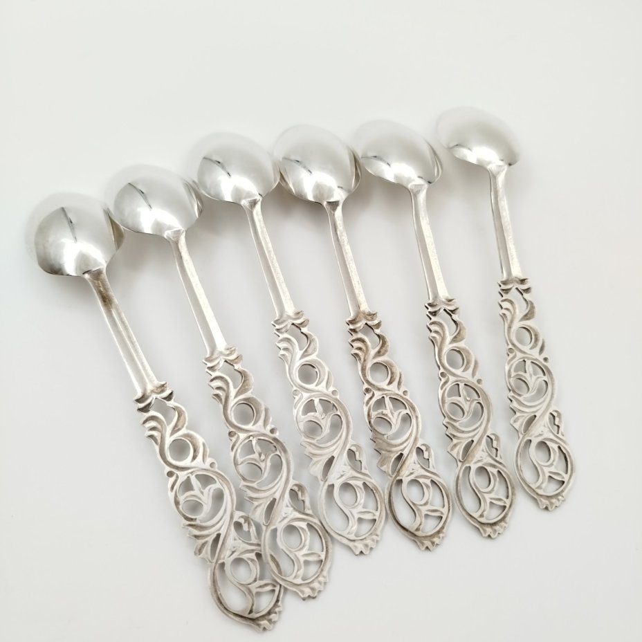 Набор чайных ложек на 6 персон, в оригинальной коробке, металл, серебрение, Казаковский завод художественных изделий (КХИ), СССР, 1970-1990 гг.