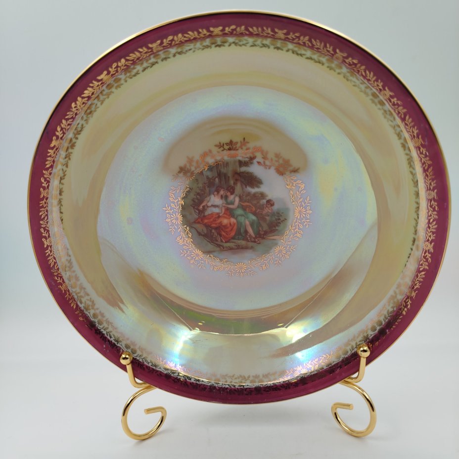 Салатник круглой формы из сервиза "Мадонна", фарфор, деколь, люстр, золочение, Fortuna Eisenberg, Германия, 1960-1973 гг.