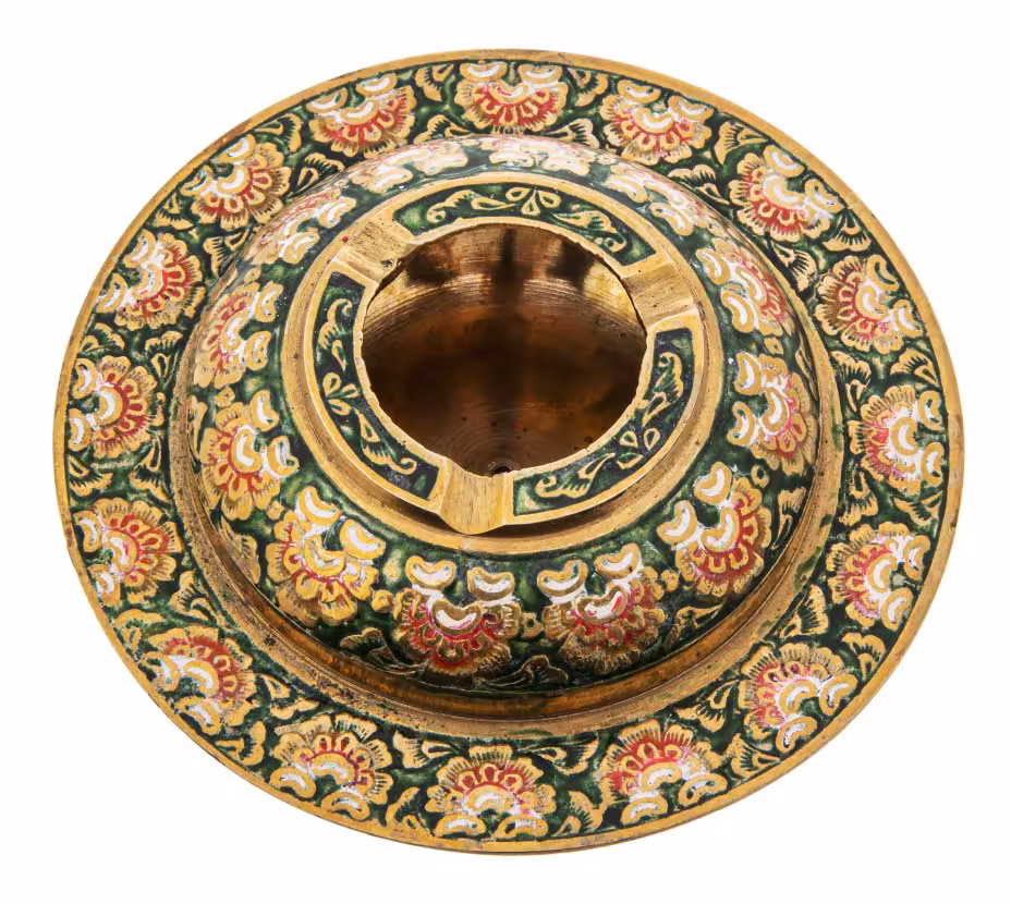 Пепельница с растительным декором, латунь, эмаль, Индия, 1970-1990 гг.