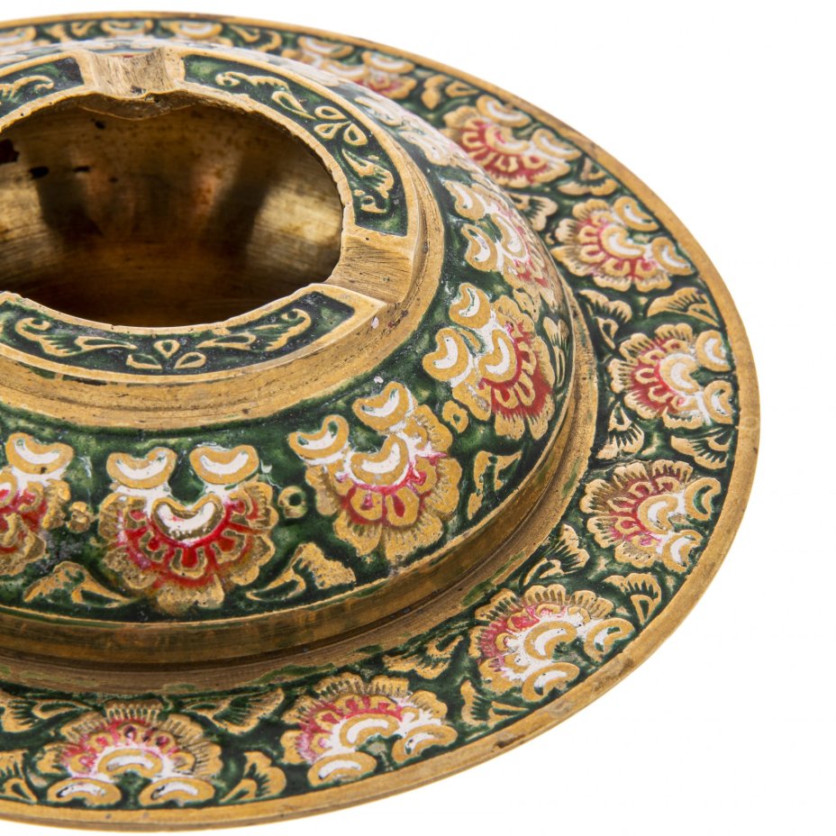 Пепельница с растительным декором, латунь, эмаль, Индия, 1970-1990 гг.