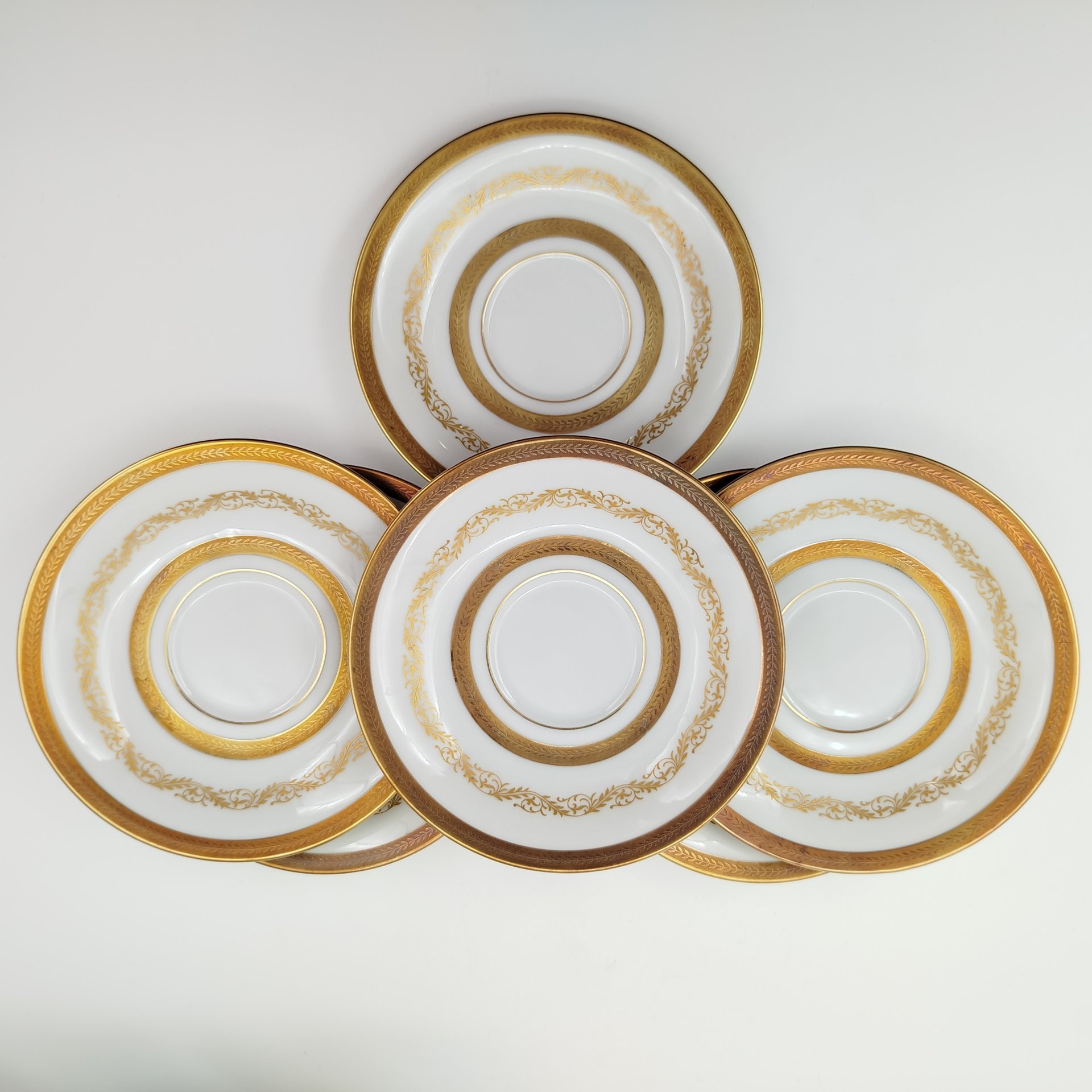Набор кофейных пар с растительным декором на 6 персон, серия "Charleroi-Bruxelles", фарфор, золочение, Tirschenreuth, Германия, 1969-1990 гг.