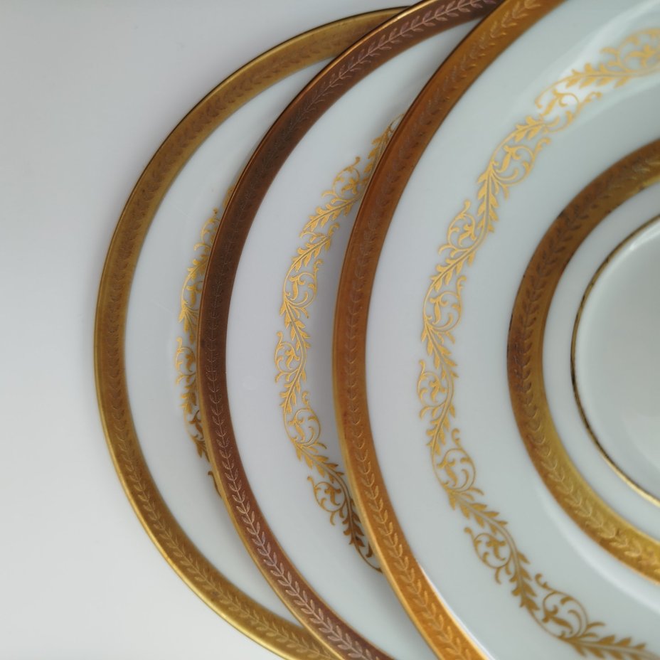 Набор кофейных пар с растительным декором на 6 персон, серия "Charleroi-Bruxelles", фарфор, золочение, Tirschenreuth, Германия, 1969-1990 гг.