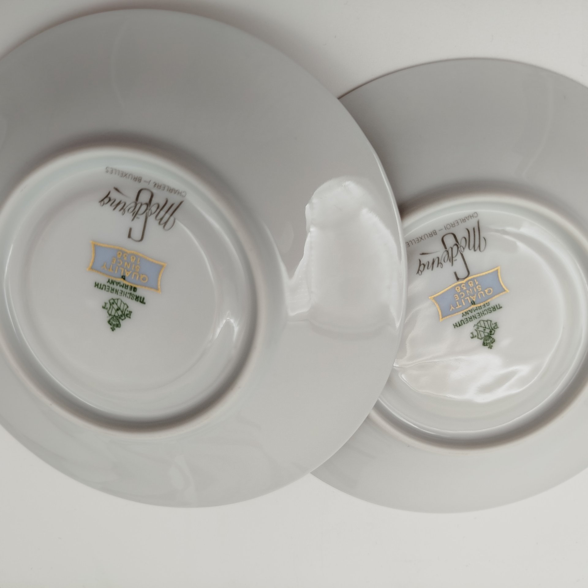 Набор кофейных пар с растительным декором на 6 персон, серия "Charleroi-Bruxelles", фарфор, золочение, Tirschenreuth, Германия, 1969-1990 гг.