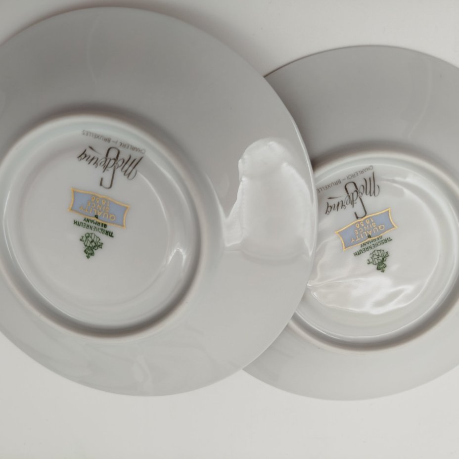 Набор кофейных пар с растительным декором на 6 персон, серия "Charleroi-Bruxelles", фарфор, золочение, Tirschenreuth, Германия, 1969-1990 гг.