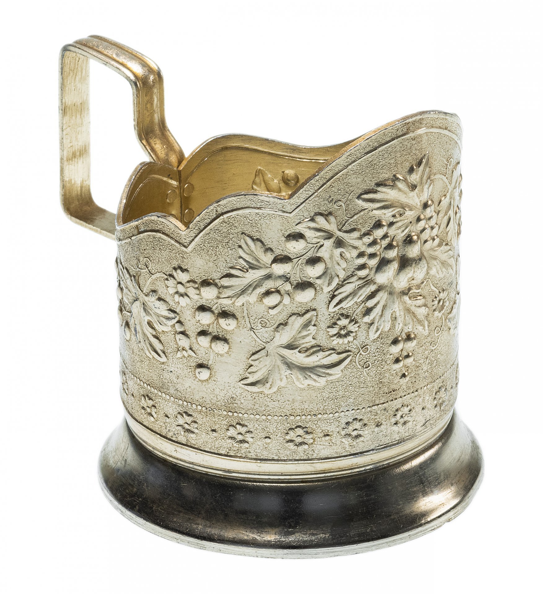 Подстаканник "Виноградная лоза", алюминий, СССР, 1960-1990 гг.