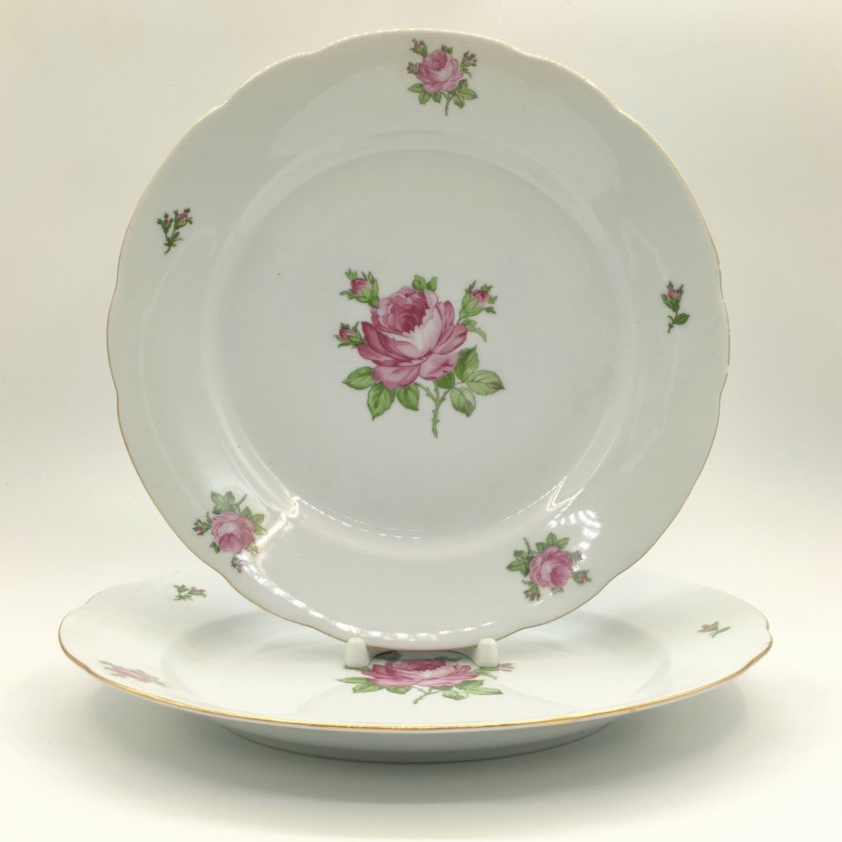 Набор из 2-х сервировочных блюд "Мейсенская роза", фарфор, деколь, золочение, Colditz (Кольдиц), ГДР, 1970-1980 гг.