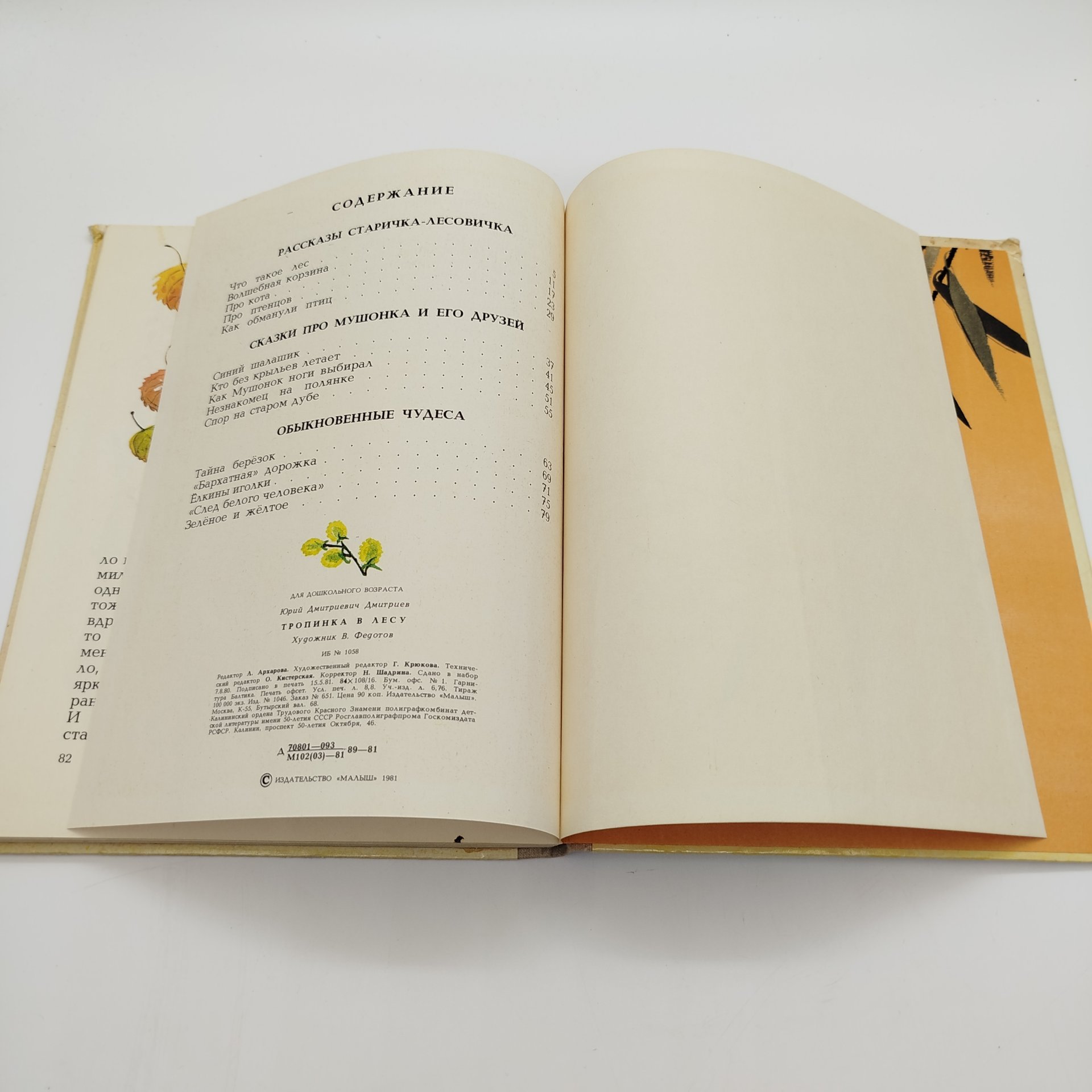 Юрий Дмитриев "Тропинка в лесу", Издательство "Малыш", бумага, печать, СССР, 1981 г.