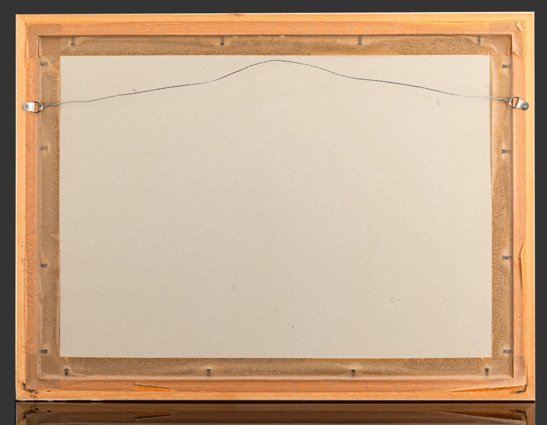 Картина "Зимний пейзаж с санями" (название условное), оформленная в паспарту и раму, неизвестный художник