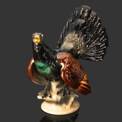 Статуэтка "Глухарь", фаянс, аэрография, роспись, Hertwig & Co., Германия, 1941-1958 гг., Hertwig & Co.