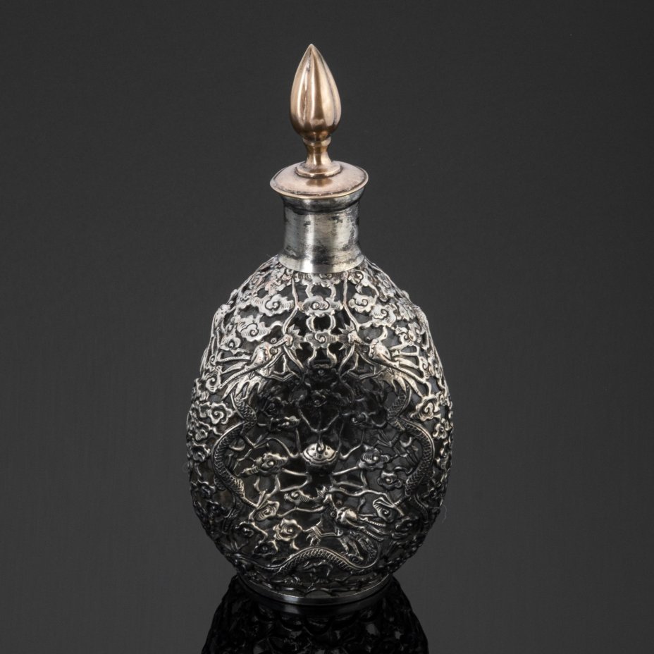 Штоф в оплётке с изображением драконов, Китай, 1940-1960 гг., Китай