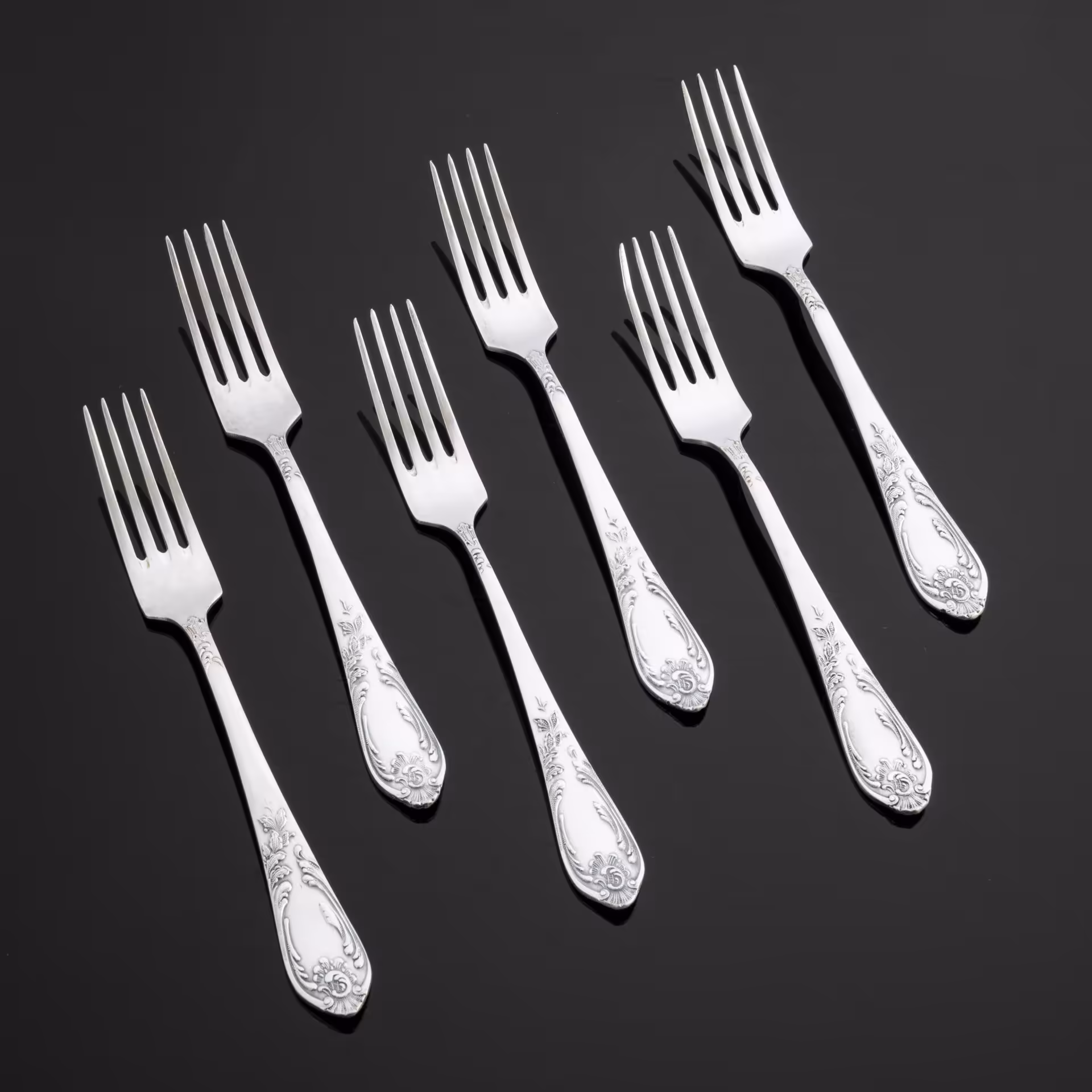 Набор из 6 вилок с растительным декором, Вольнянский завод столовых приборов им. Шевченко (ЗiШ