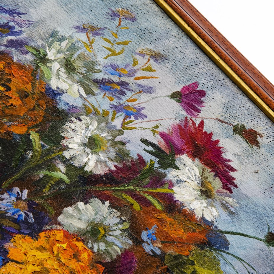 Картина "Летний букет", холст на подрамнике, масло, рама (дерево), Т. К. Сокольская, Россия, 2000 г.