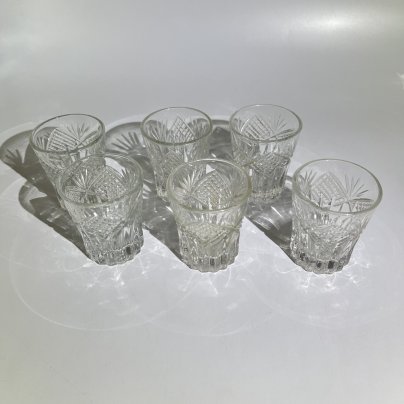 Набор из 6 стопок с резным геометрическим декором, хрусталь, СССР, 1970-1990 гг.