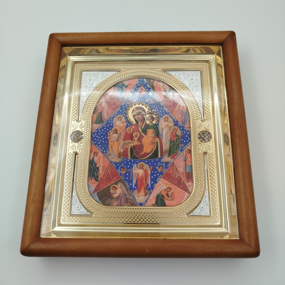 Икона "Неопалимая купина" в киоте, дерево, металл, печать, стекло, Российская Федерация, 2000-2020 гг.