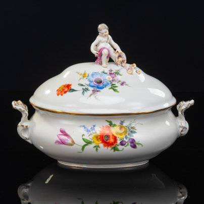 Супница "Плодородие", Meissen (Мейсенский фарфор), фарфор, роспись, лепка, золочение