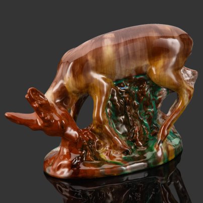 Статуэтка "Лань", керамика, поливы, Гжельский керамический завод, СССР, 1950-1960 гг.