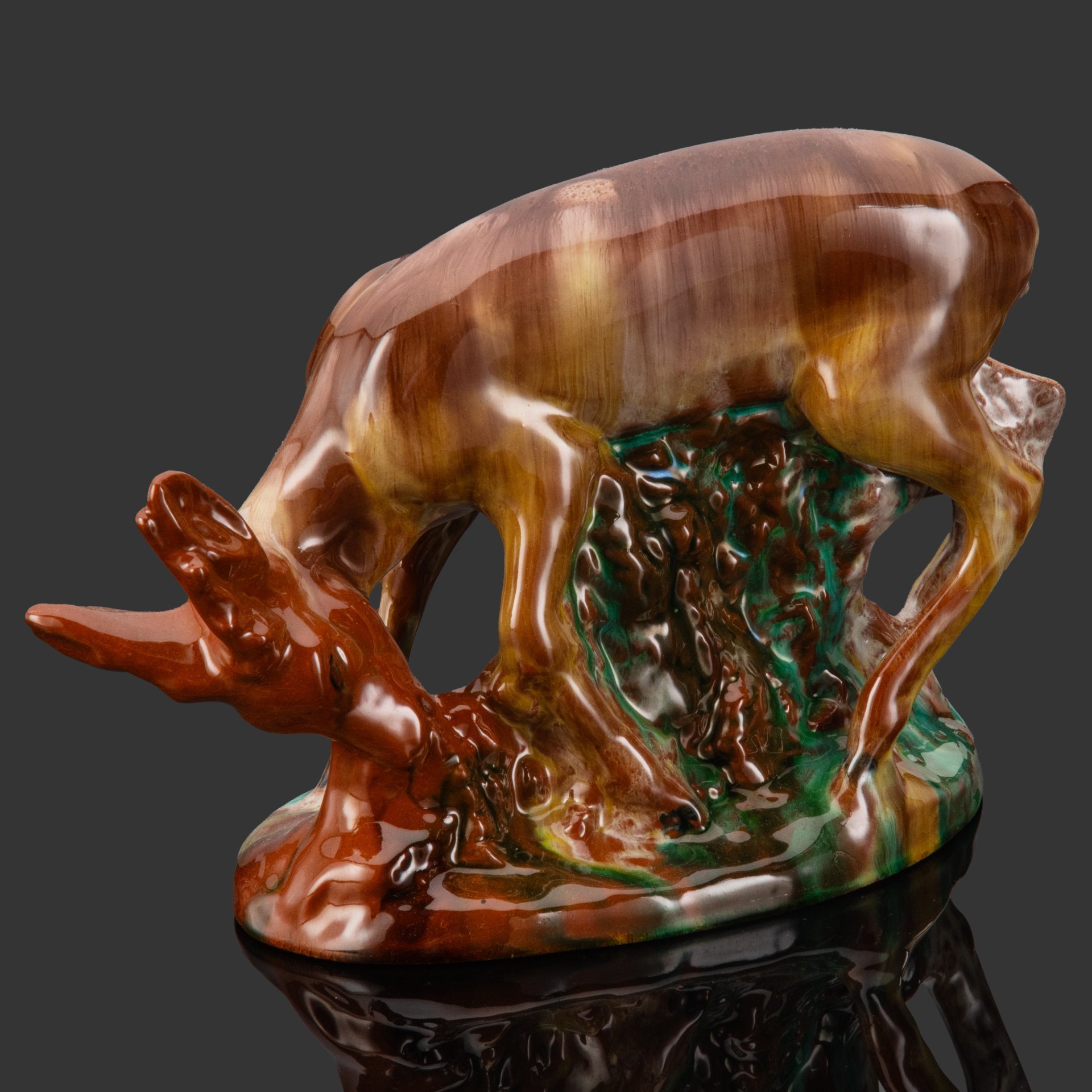 Статуэтка "Лань", керамика, поливы, Гжельский керамический завод, СССР, 1950-1960 гг.