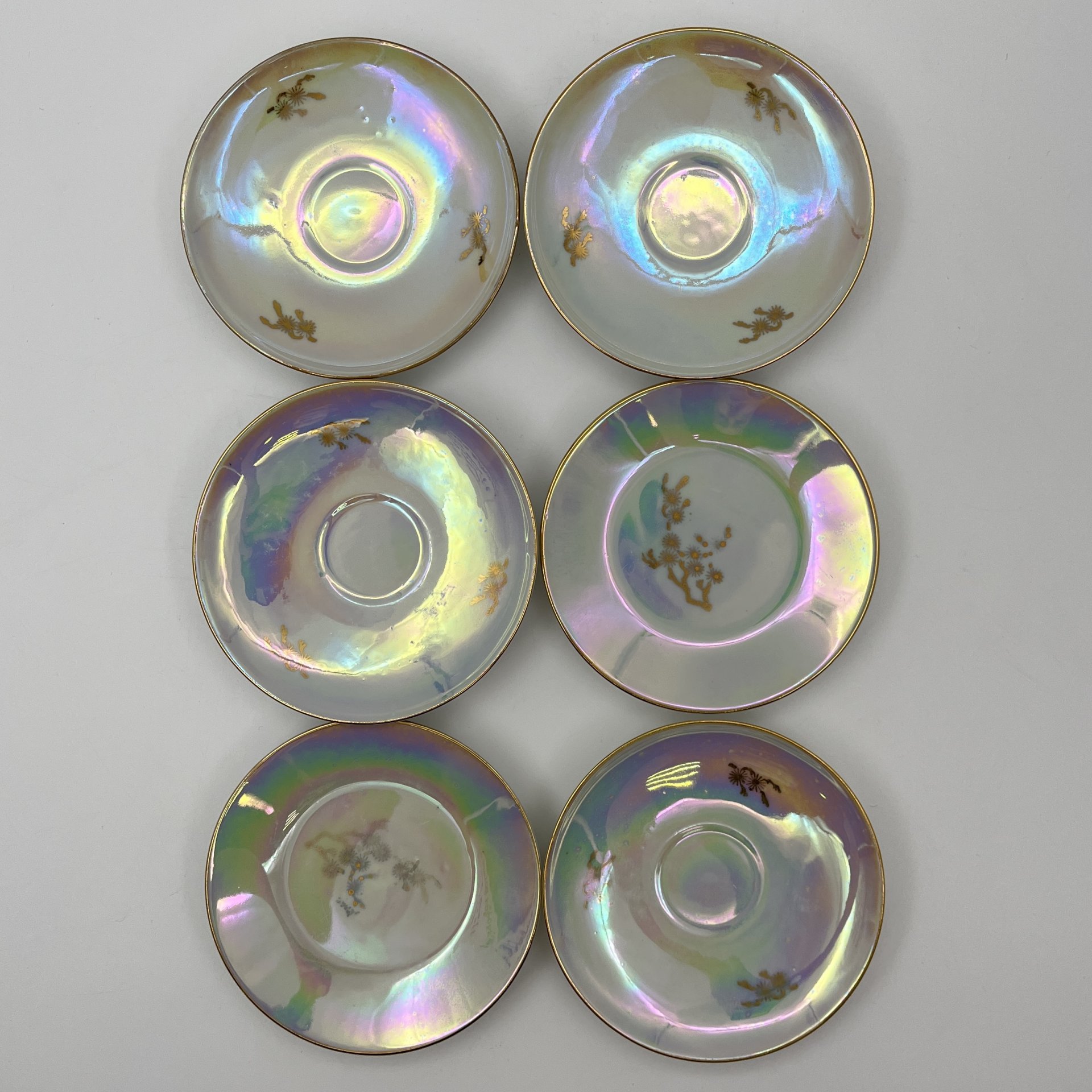 Сервиз кофейный на 6 персон "Мадонна" (15 предметов), фарфор, люстр, деколь, золочение, Colditz (Кольдиц), ГДР, 1960-1980 гг.